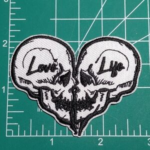 2/$10 Love Life Black and White Skull Patch